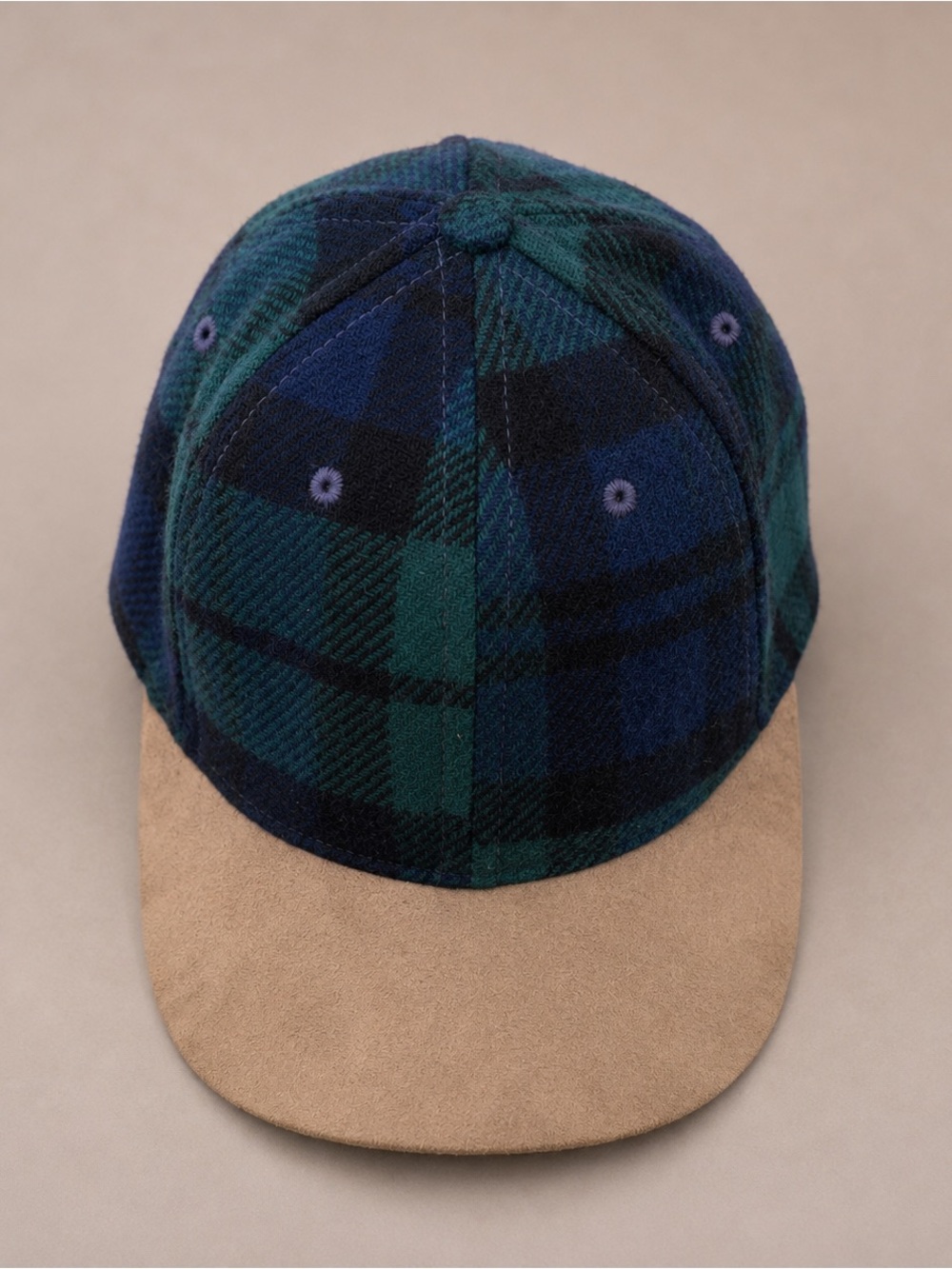 Vintage 90s Pendleton Black Watch Plaid Wool Flannel, Suede Leather Baseball Cap